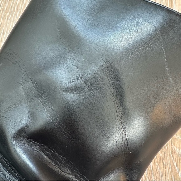 Vintage 90's Y2K Black Ankle Boots Faux Wood Platform Heel Booties - Size 8 - Picture 11 of 16